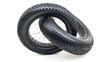 two new bicycle tires isolate on white background