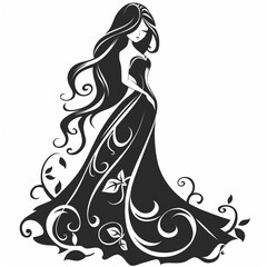 Wall Mural - a woman in a long dress with a long flowing hair
