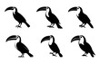 Toucan Bird Silhouette black vector art Set, Toucan Birds Silhouettes clipart bundle
