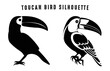 Toucan Birds Silhouettes vector art, Toucan Bird Silhouette black clipart Set