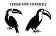 Toucan Birds Silhouettes vector art, Toucan Bird Silhouette black clipart Set