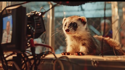 an image of a sports commentator broadcasting an exotic pet show 