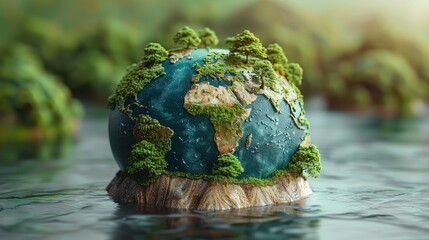 Wall Mural - Earth day concept, 3D render clay of the earth, best for earth day or green day theme.