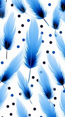 Wall Mural - Pattern of blue feathers laid out neatly on a clean white surface. Background. Wallpaper.