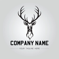 Deer Head silhouette symbol for logo company vector image on the white background 