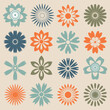 Set of geometric flowers, vector design