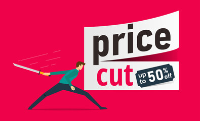 Sale and discounts cut prices concept with creative design, price reduced label for promotion and advertisement