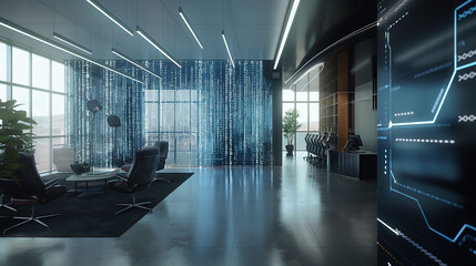 Wall Mural - modern technology office background, interior of modern office building