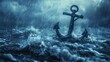An anchor in stormy waters, illustrating reliability, security, and grounding