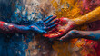© S A H I N  - Colorful Artistic Paint Splashes on Hands in Creative Expression