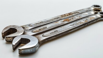 Wall Mural - Assorted spanners in different sizes, emphasizing their utility for tightening and loosening bolts in mechanical tasks.