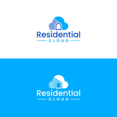 Wall Mural - Real estate logo with combination of house and cloud.