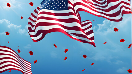 Memorial day concept background, USA flag wallpaper, memorial day, AI generated