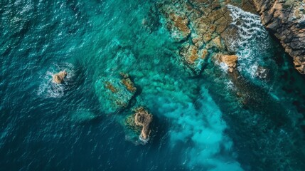 Wall Mural - Aerial View of Turquoise Transparent Sea