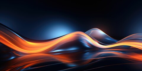 Wall Mural - Glowing abstract waves in a dance of light and darkness