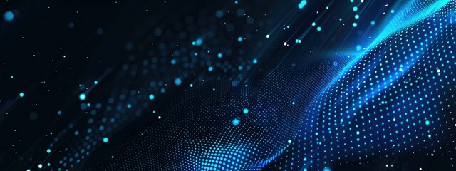 Digital blue wave of glowing particles