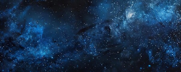 A cosmic gradient, evoking outer space with deep black fading into starspeckled midnight blue