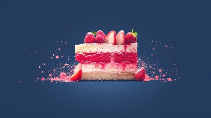 Wall Mural -   A cake topped with strawberries and adorned with sprinkles