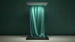 A curtain gracefully draped over a display pedestal, showcasing the elegance of the presentation or product podium 