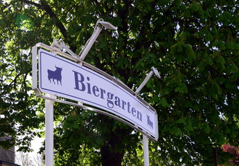 Sticker - Beergarden in Spring in the Town Walsrode, Lower Saxony