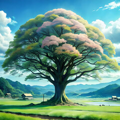 anime tree illustration