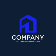 Wall Mural - real estate logo design with building and house