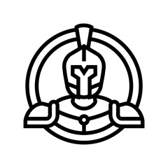 badge sparta warrior line icon vector. badge sparta warrior sign. isolated contour symbol black illustration