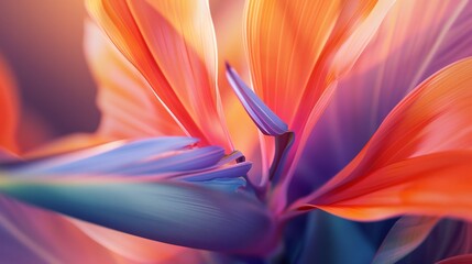 Wall Mural - Soothing Beauty: Macro details unveil the Strelitzia flower's soothing beauty, a reminder to find tranquility in the midst of chaos.