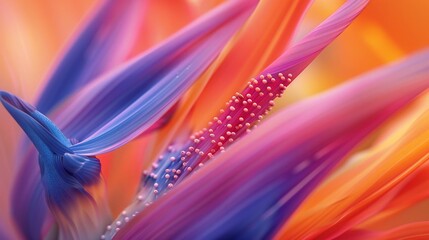 Wall Mural - Veins of Tranquility: Macro reveals the Strelitzia's dotted veins, intricate pathways guiding towards inner peace.