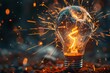 © ZeNDaY - An abstract representation of a lightbulb shattering with neon sparks flying out, symbolizing the intensity of breakthrough ideas