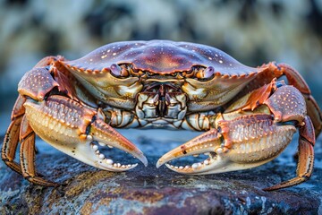 Delicious Isolated Whole Dungeness Crab Caught from the Ocean and Boiled Perfectly, with a Blue