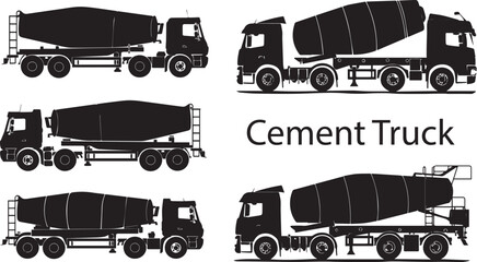 Cement Truck Silhouette Mastery Blackened Blend Vector Art