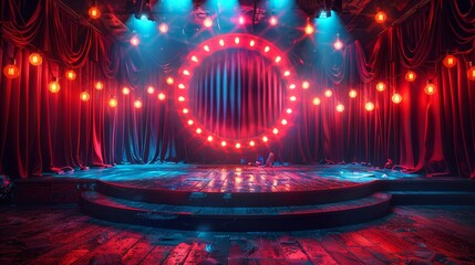 Sticker - Majestic theater stage with illuminated circle arch