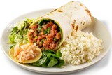 Fototapeta Sport - Ahi Poke Crunch Wrap with Spicy Mayonnaise and Steamed White Rice Base