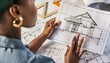 architects working on blueprints business, architect, plan, hand, architecture, paper, drawing, engineer, blueprint, construction, design, 