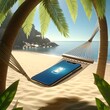 Smartphone Charging on Hammock at Tropical Beach