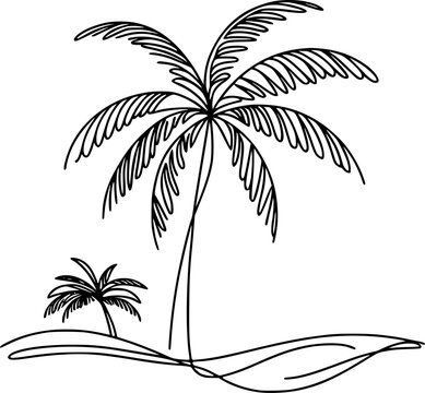 palm tree continuous single line vector drawing