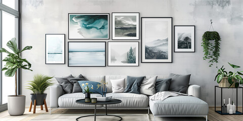 Minimalist Gallery Wall: Create a minimalist gallery wall with a curated selection of artwork framed in simple black or white frames for a sophisticated and cohesive look.