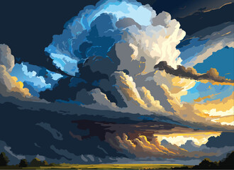 dramatic storm clouds over beautiful landscape