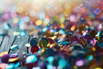 Celebration and colorful confetti party. Blur abstract background, Ai generated