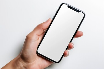 Blank Smartphone Mockup on Hand created with Generative AI