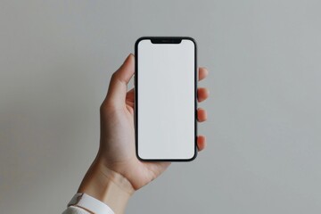Blank Smartphone Mockup on Hand created with Generative AI