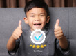 little boy giving you thumb up over. for the certificate concept, online survey exam and choose the right answer in the exam international standard certification of product