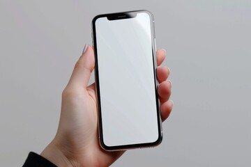 Blank Smartphone Mockup on Hand created with Generative AI