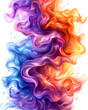 A colorful, flowing line of purple, blue, and orange