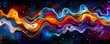 A colorful, swirling line of stars and planets