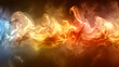 A long, colorful flame with orange, yellow, and blue colors