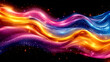 A colorful wave of light with a rainbow of colors