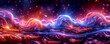 A colorful, abstract image of a wave with bright colors and glowing lights