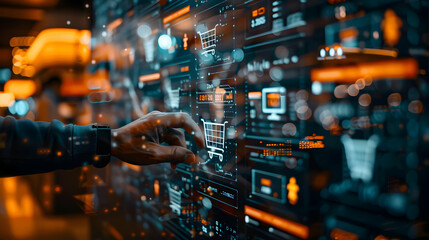 Photo realistic as Developer Creating E commerce Platforms concept as A developer creates sophisticated e commerce platforms to facilitate online transactions and stimulate economi